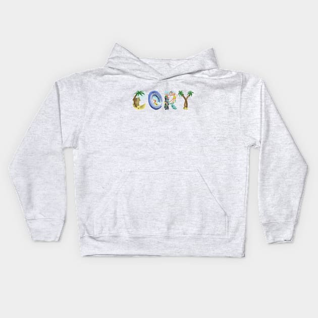 Cory Personalized Beach Art Kids Hoodie by Reading With Kids